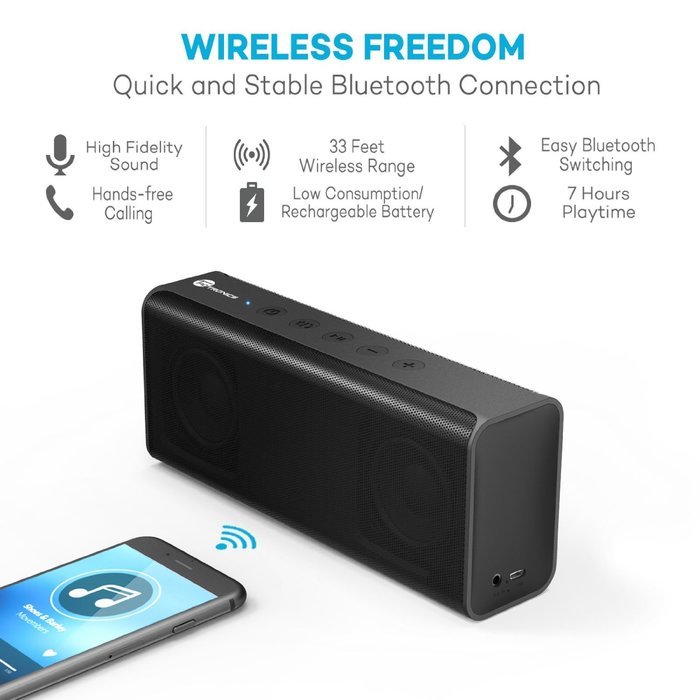 Bluetooth Speakers,TaoTronics Pulse X Wireless Portable Speaker 14W from Dual 7W Drivers, Strong Bass, High Definition... N5