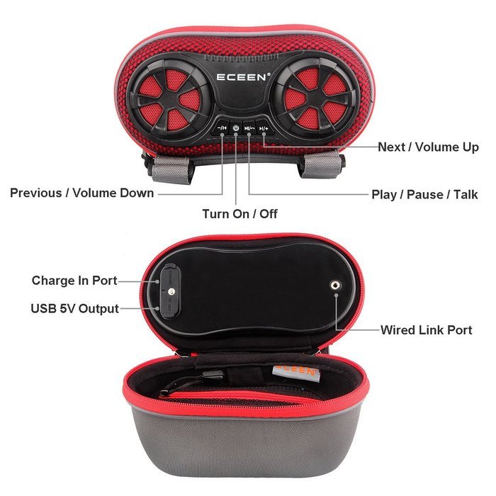 ECEEN Wireless Bluetooth Speaker - Bicycle Speaker Case with Hands-Free Speakerphone Calls and Rechargeable 4,000mAh... N10