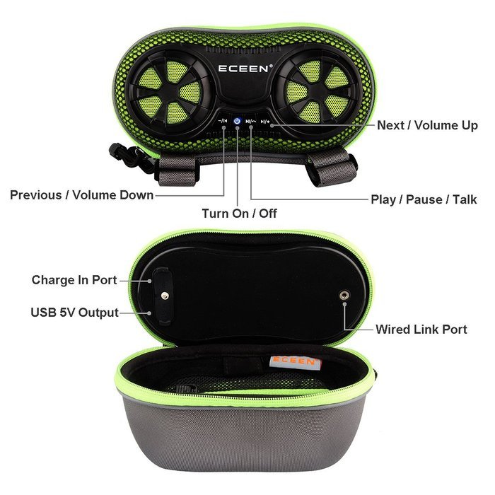 ECEEN Wireless Bluetooth Speaker - Bicycle Speaker Case with Hands-Free Speakerphone Calls and Rechargeable 4,000mAh... N18