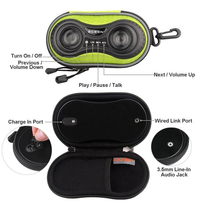 ECEEN Wireless Bluetooth Speaker - Bicycle Speaker Case with Hands-Free Speakerphone Calls and Rechargeable 4,000mAh... N26