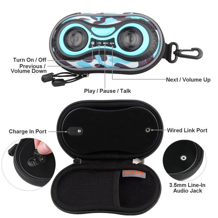 ECEEN Wireless Bluetooth Speaker - Bicycle Speaker Case with Hands-Free Speakerphone Calls and Rechargeable 4,000mAh... N33