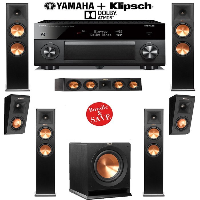 Klipsch RP-280FA 5.1.2 Reference Premiere Dolby Atmos Home Theater System with Yamaha RX-A3060BL 11.2-Ch Network...