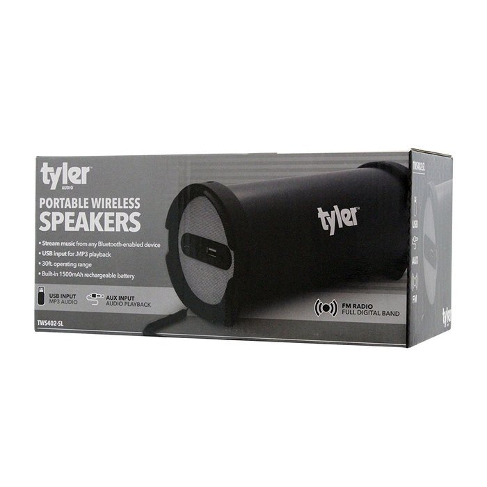 Tyler Portable Wireless Bluetooth Speaker TWS402-SL, Indoor/Outdoor 2.1 Hi-Fi Stereo Cylinder Loud Speaker, with... N7