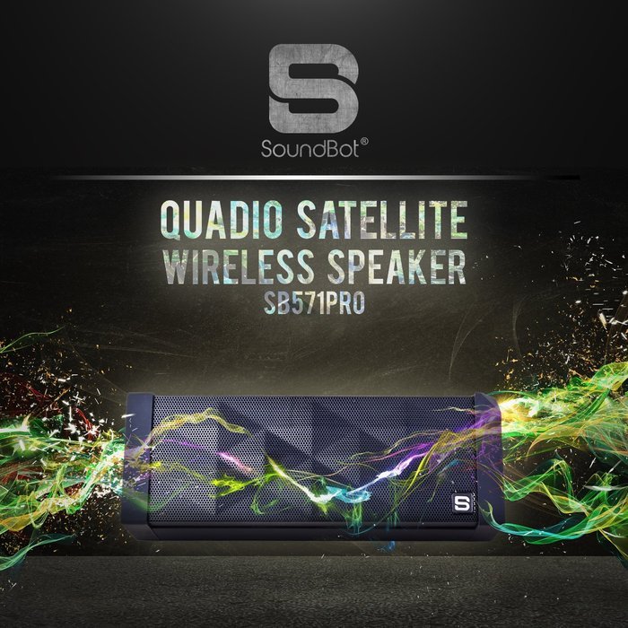 SoundBot SB571PRO Bluetooth QUADIO Satellite Portable Wireless Speaker w/ Multi-Unit Multi-Point Connectivity... N6