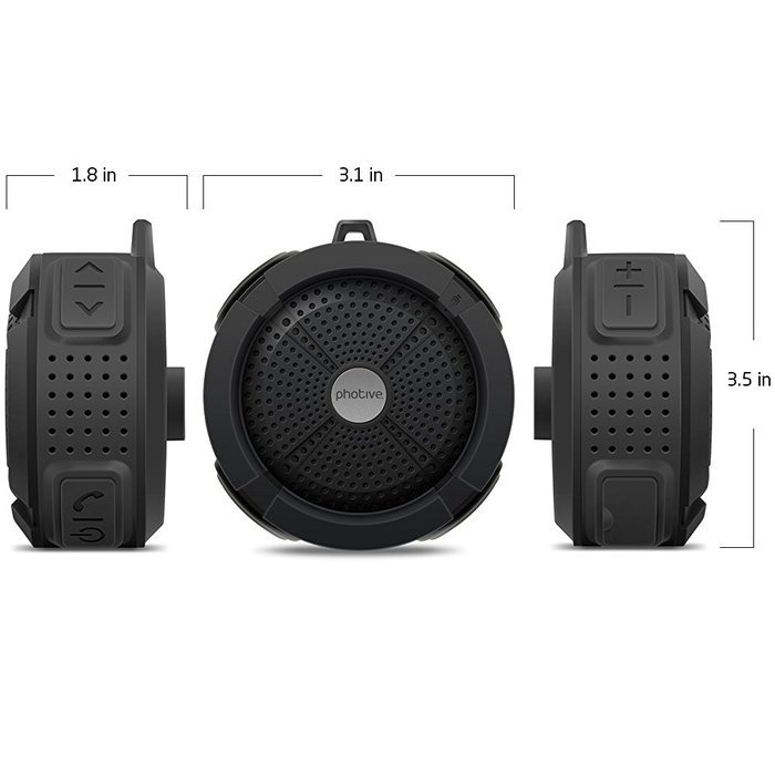 Photive Rain WaterProof Portable Bluetooth Shower speaker. Rugged Wireless Outdoor/Shower Speaker with Built in... N3