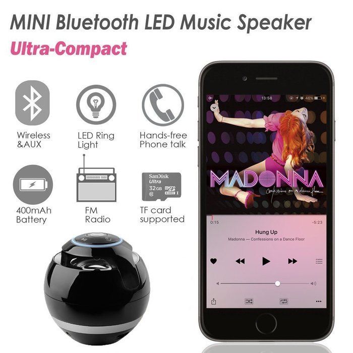 Magic Ball!BOOMER VIVI Wireless Bluetooth Speakers B22 With Subwoofer Mini Round Hi-Fi Speaker Portable Speakers... N6