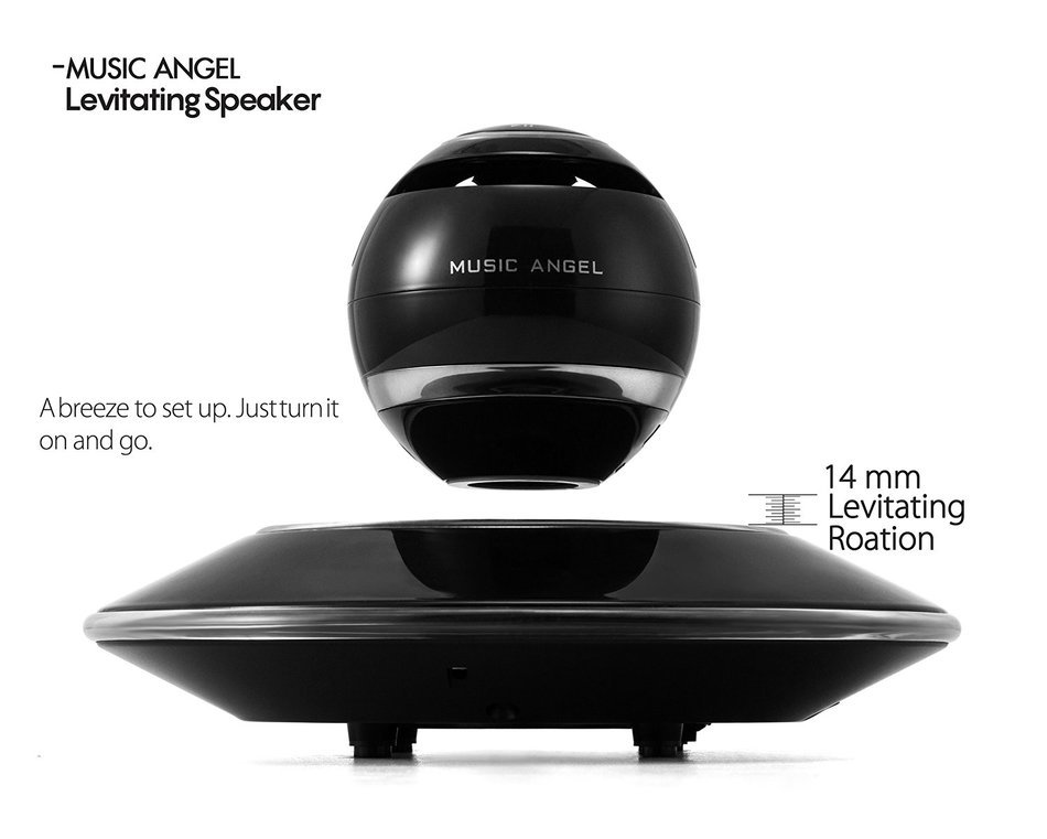 Music Angel JH-FD19 Levitating Portable Wireless Bluetooth Speakers with Microphone for iphone and ipad (Black) N2