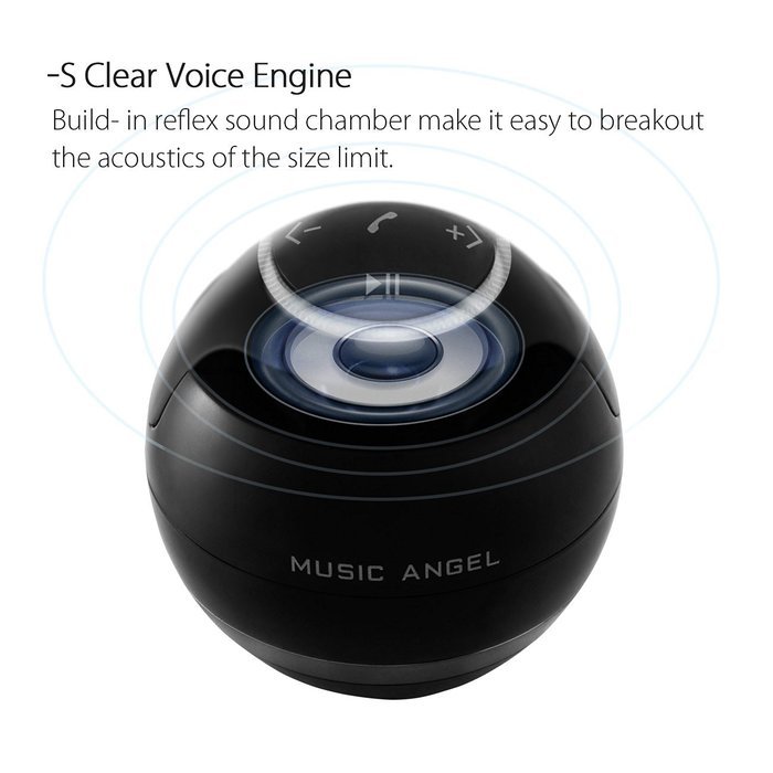 Music Angel JH-FD19 Levitating Portable Wireless Bluetooth Speakers with Microphone for iphone and ipad (Black) N3