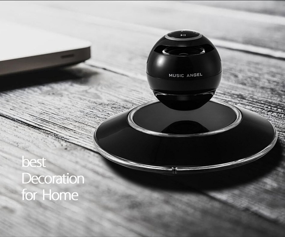 Music Angel JH-FD19 Levitating Portable Wireless Bluetooth Speakers with Microphone for iphone and ipad (Black) N7