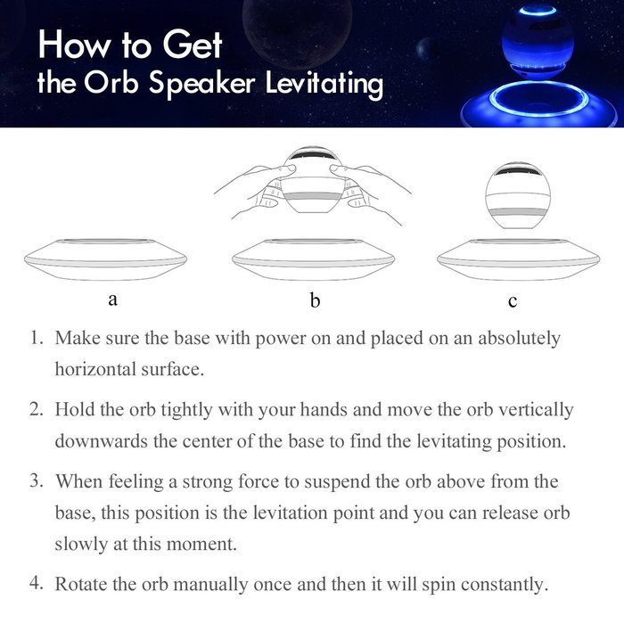Music Angel JH-FD19 Levitating Portable Wireless Bluetooth Speakers with Microphone for iphone and ipad (Black) N13
