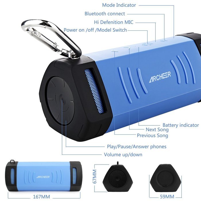 Archeer Portable Bluetooth Speakers Outdoor Waterproof Dustproof Wireless Speaker with Bass and Microphone for... N4