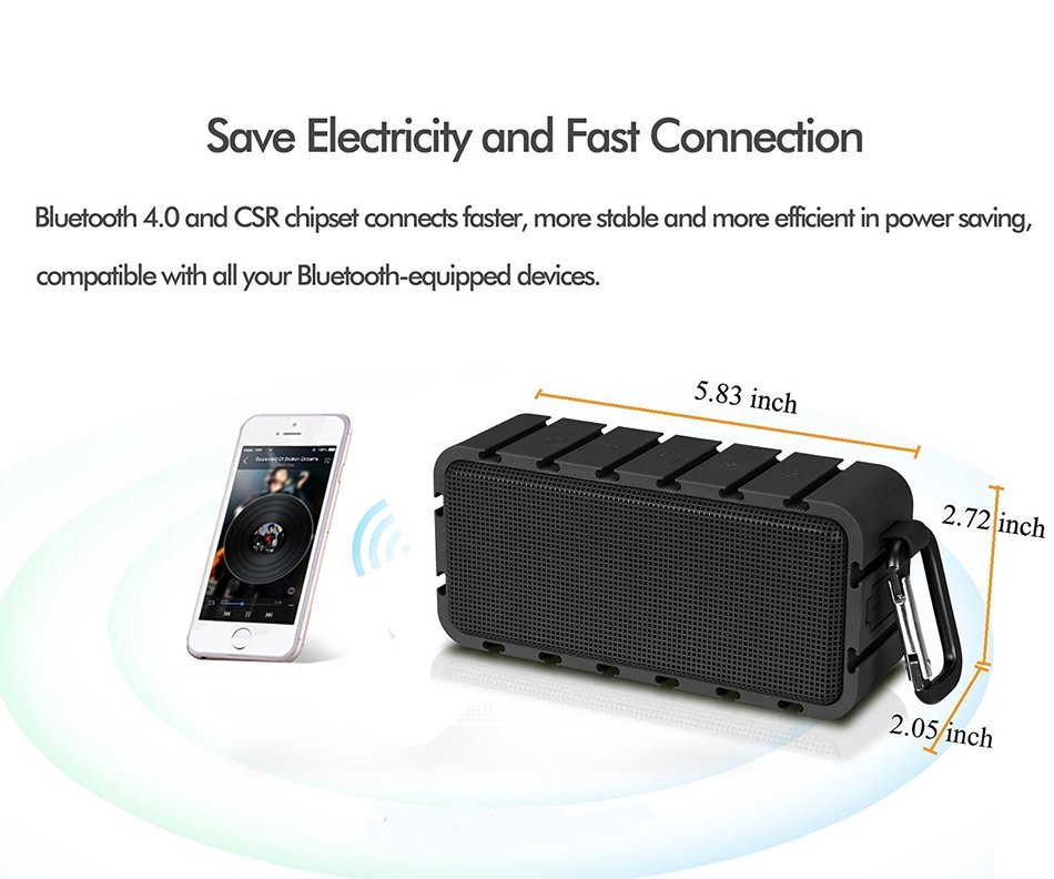 Waterproof Bluetooth Speaker - Ultra Portable Wireless Stereo Speaker - 10W Output Power with Enhanced Bass CSR4.0... N4