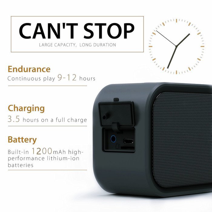iCode Sports Portable Bluetooth Speaker with 360&deg; Surrounding Sounds, 12 Hour Play Rechargeable Battery ,Water... N6