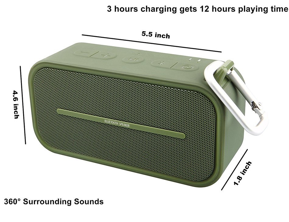 iCode Sports Portable Bluetooth Speaker with 360&deg; Surrounding Sounds, 12 Hour Play Rechargeable Battery ,Water... N10