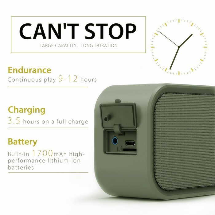 iCode Sports Portable Bluetooth Speaker with 360&deg; Surrounding Sounds, 12 Hour Play Rechargeable Battery ,Water... N12