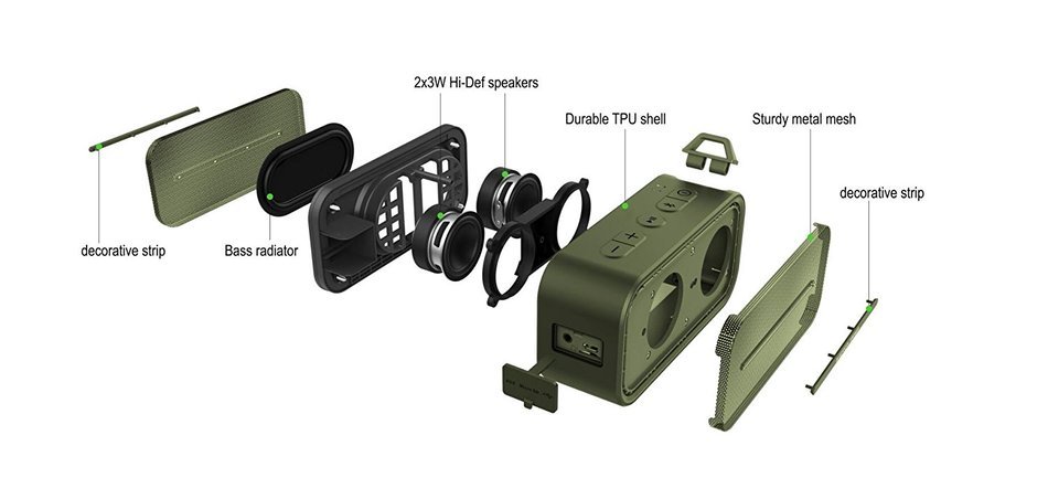 iCode Sports Portable Bluetooth Speaker with 360&deg; Surrounding Sounds, 12 Hour Play Rechargeable Battery ,Water... N13