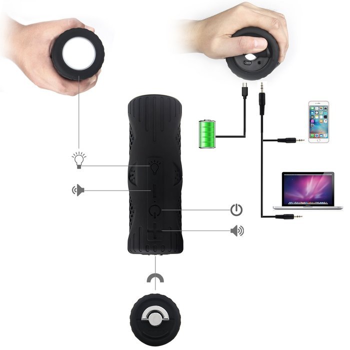 Portable Bluetooth Speakers Wireless Outdoor Speakers with Rechargeable Battery for Camping, Hiking, Cycling and... N2