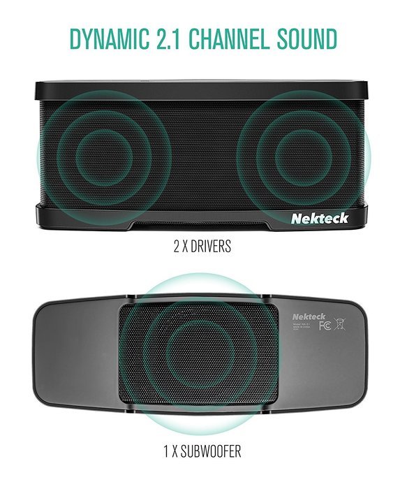 Nekteck NK-S1 Bluetooth Speakers 2.1 Channel Wireless Portable Speaker with Mic, Stereo 20W Premium Audio from... N4