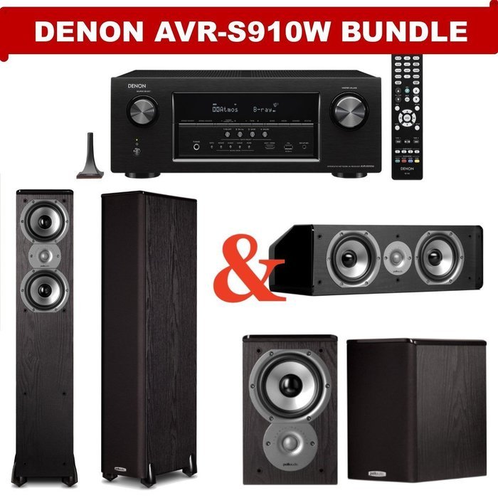 Denon AVR-S910W 7.2 Channel Full 4K Ultra HD A/V Receiver + A Polk Audio TSi Series Home Theater Speaker Package...