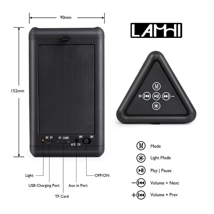 Portable Wireless Bluetooth Speakers with LED Lights Show, Lamhi 4.0 Mirror Speaker,10W Powerful Sound with AUX... N5