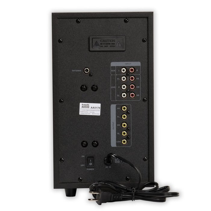 Acoustic Audio AA5170 Home Theater 5.1 Bluetooth Speaker System with FM and 5 Extension Cables N2
