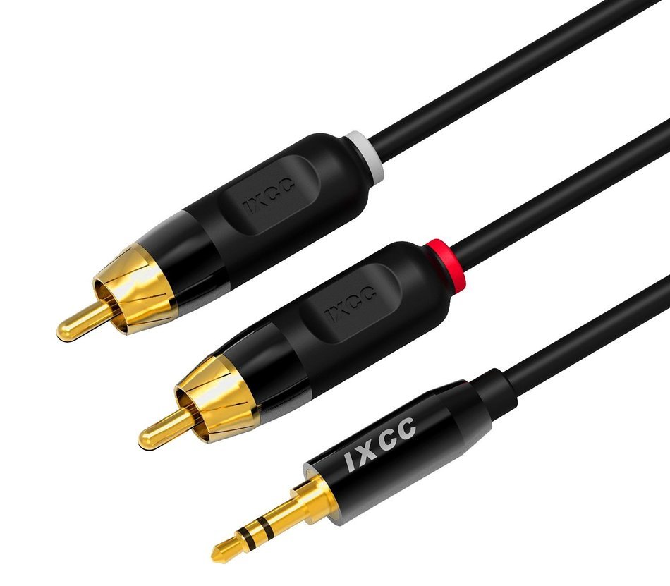 RCA Cable, iXCC 6ft Dual Shielded Gold-Plated 3.5mm Male to 2RCA Male Stereo Audio Y Cable