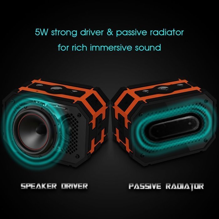 Mpow Armor Portable Wireless Bluetooth Speaker,5W Strong Drive/Passive Radiator for Water Resistant Shockproof... N3