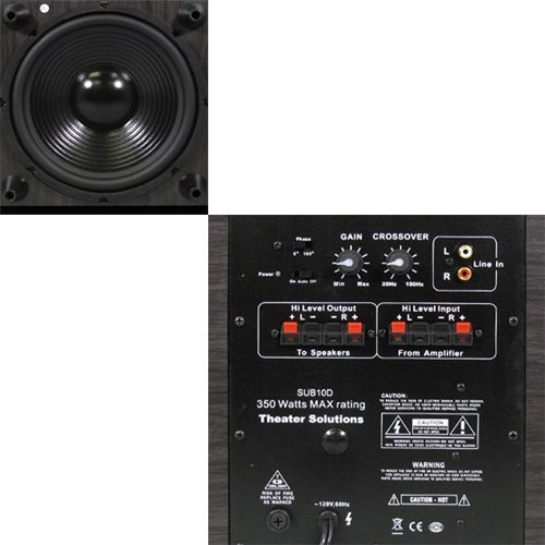 Theater Solutions 5.1 Home Audio Speakers 4 Speakers, 1 Center, 10" Powered Sub and More TS50WL51SET4 N3