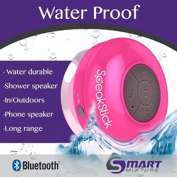 SpeakStick Rechargeable Bluetooth Shower Speaker with Mini USB Connection &ndash; Pink N2