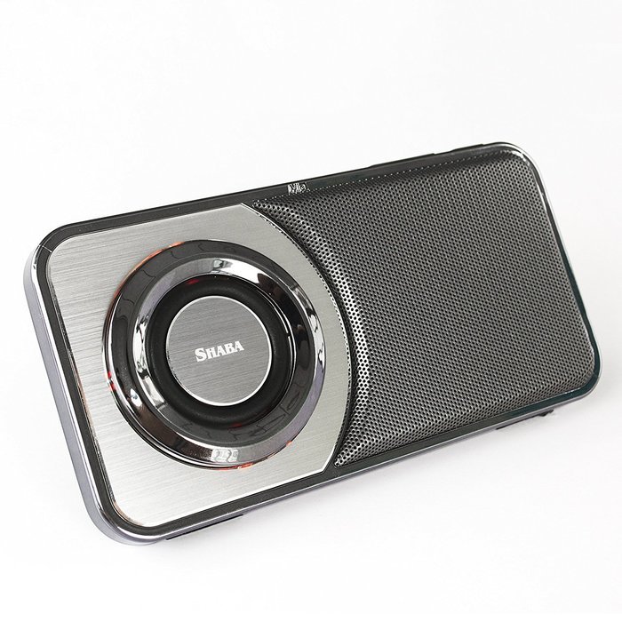 [UPGRADED] SHABA Ultra Slim Pocket Portable Bluetooth Speaker with LED Light, Phone Stand, TF Card, FM Radio,...
