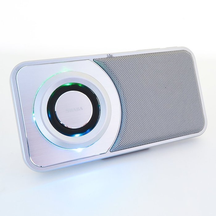 [UPGRADED] SHABA Ultra Slim Pocket Portable Bluetooth Speaker with LED Light, Phone Stand, TF Card, FM Radio,... N12
