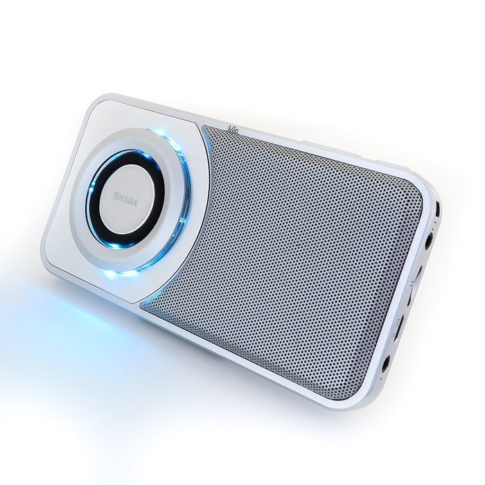 [UPGRADED] SHABA Ultra Slim Pocket Portable Bluetooth Speaker with LED Light, Phone Stand, TF Card, FM Radio,... N16