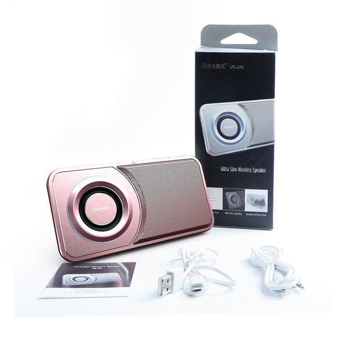 [UPGRADED] SHABA Ultra Slim Pocket Portable Bluetooth Speaker with LED Light, Phone Stand, TF Card, FM Radio,... N29