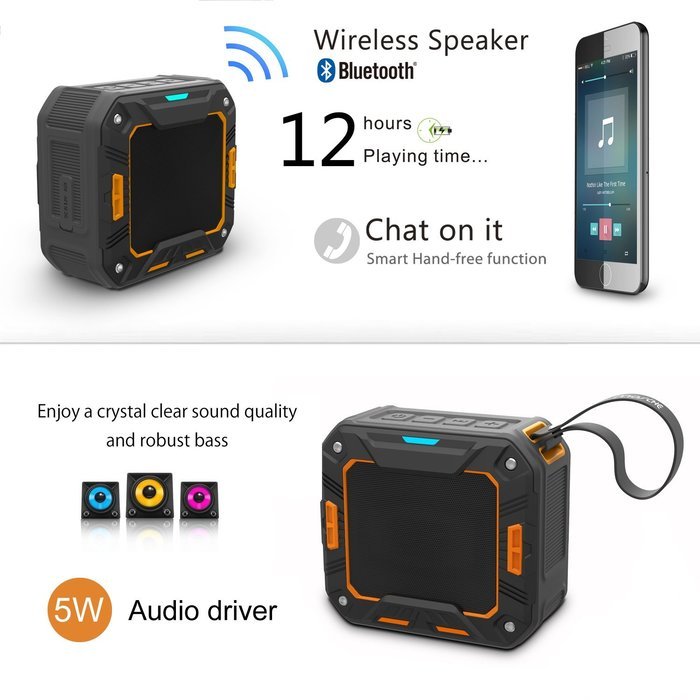 Bluetooth Speakers, VantaKool Portable Wireless Speakers Waterproof/Dustproof/Shockproof 5W for Indoor Shower... N4