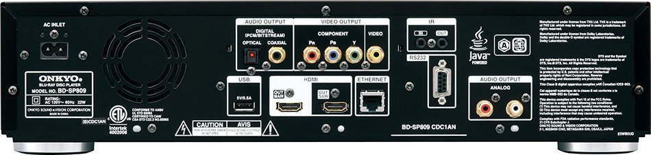 Onkyo BD-SP809 Blu-Ray Disc Player - Black N2