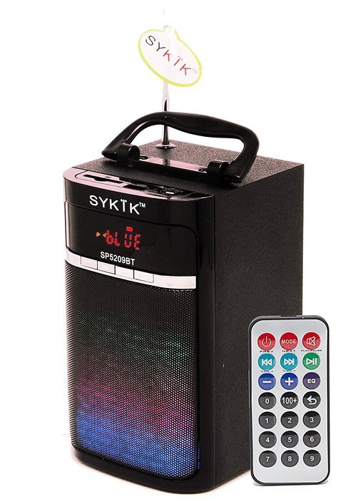 Sykik SP2091BT Bluetooth Boom Box with SD/MMC/USB, FM Radio, Built-in Rechargeable Battery & Remote Control N8