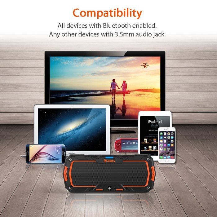 Jackery Boom 10W Bluetooth 4.1 IP65 Wireless Water Resistant Dustproof Rugged Portable Bluetooth Speaker Perfect... N7