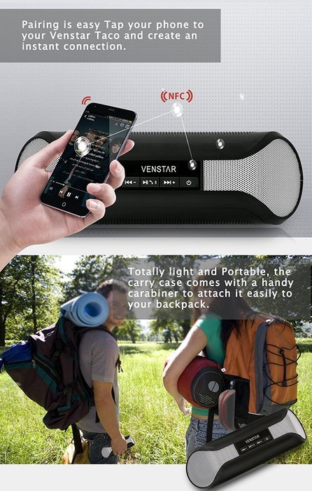 Wireless Speakers, I-Venstar Portable Bluetooth Speaker (High Definition Audio, Built-in Microphone, NFC, 2x3W... N11