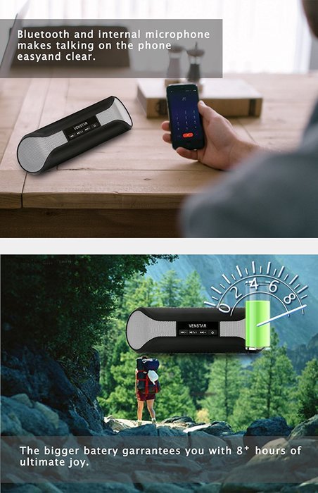 Wireless Speakers, I-Venstar Portable Bluetooth Speaker (High Definition Audio, Built-in Microphone, NFC, 2x3W... N12