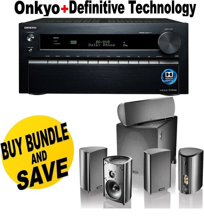 Onkyo TX-NR1030 9.2-Ch Dolby Atmos Ready Network A/V Receiver w/ HDMI 2.0 + Definitive Technology ProCinema 600... N2