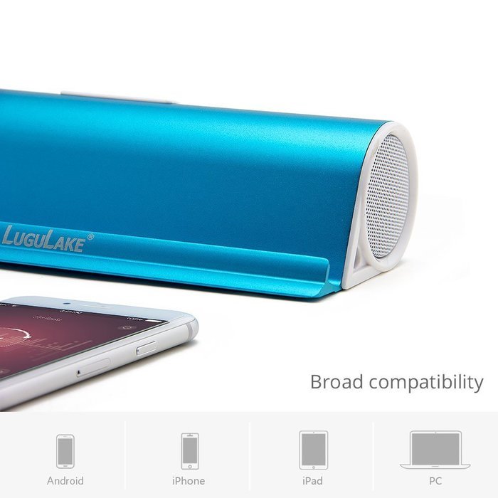 Lugulake Aluminum Portable Bluetooth 4.0 Speaker with Stand Dock, HIFI, 2x 3Watts, Enhanced Bass, 10 Hours Playtime... N3
