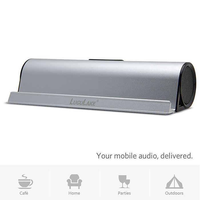 Lugulake Aluminum Portable Bluetooth 4.0 Speaker with Stand Dock, HIFI, 2x 3Watts, Enhanced Bass, 10 Hours Playtime... N10