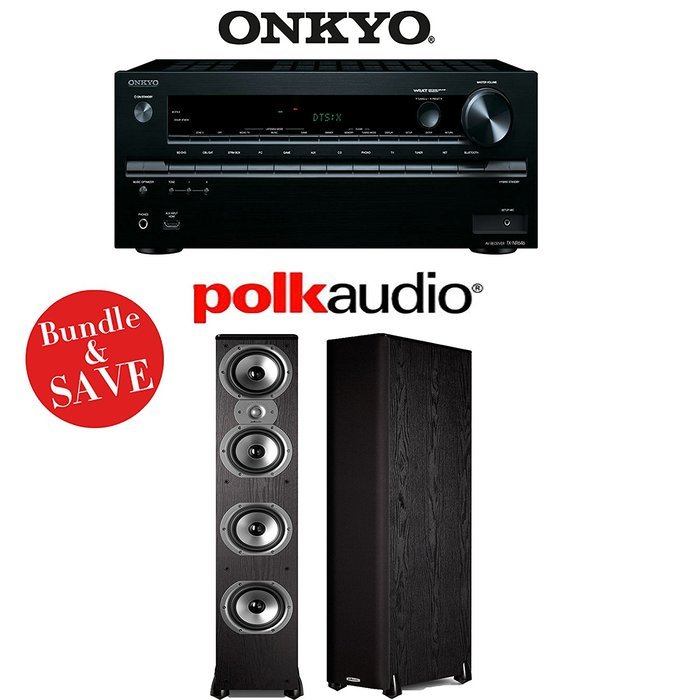 Onkyo TX-NR646 7.2-Channel Network A/V Home Theater Receiver + (1) Pair of Polk Audio TSi 500 6.5-Inch Floorstanding...