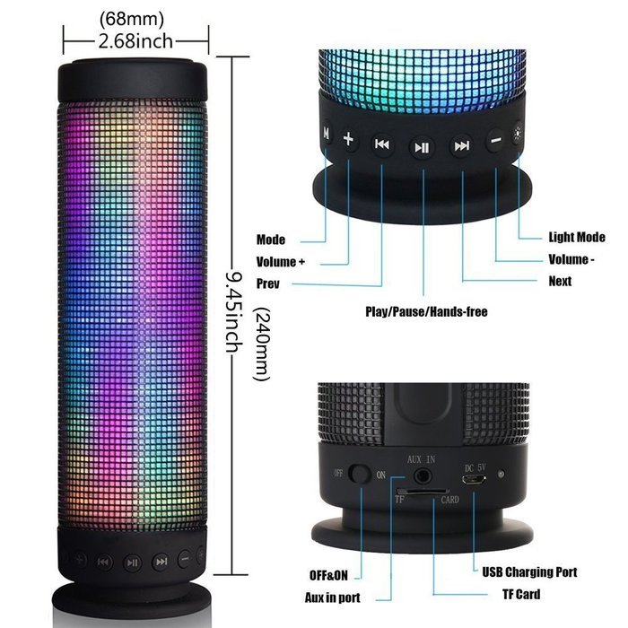 Greatever Fantasy Bluetooth Wireless Speakers with LED Night Light Portable Colorful Powerful Sound Build in Microphone...