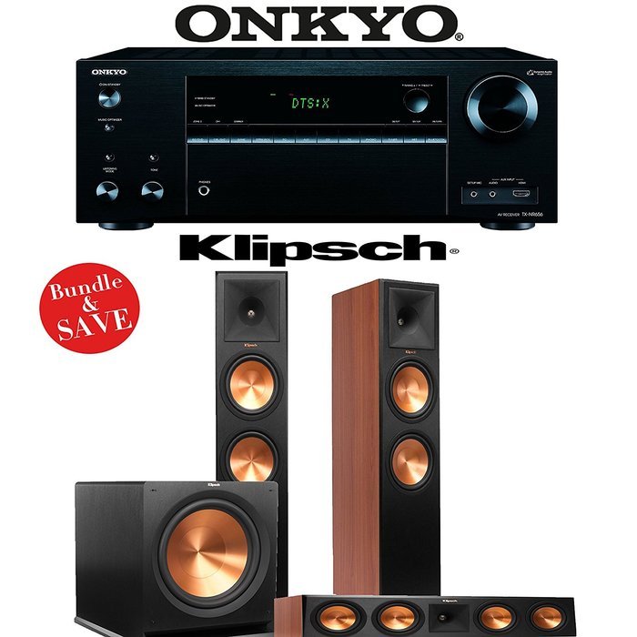 Klipsch RP-280F 3.1 Reference Premiere Home Theater System (Cherry) with Onkyo TX-NR656 7.2-Ch Network A/V Receiver