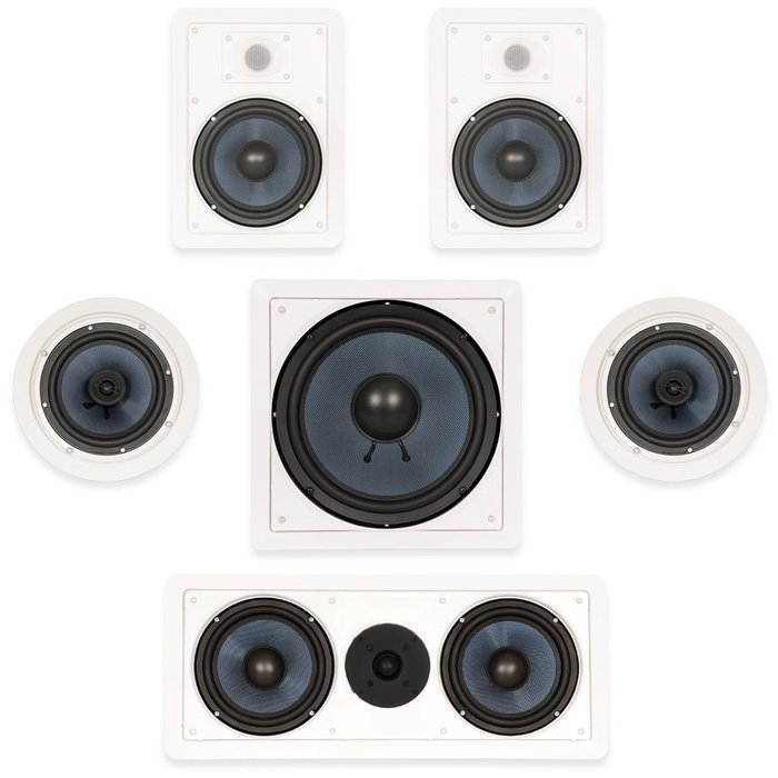 Blue Octave BHT625 In Wall and In Ceiling 5.1 Home Theater Surround Sound 6.5" Speaker Set