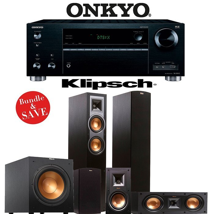 Klipsch Reference R-26F 5.1 Home Theater System with Onkyo TX-RZ710 7.2-Ch Network AV Receiver