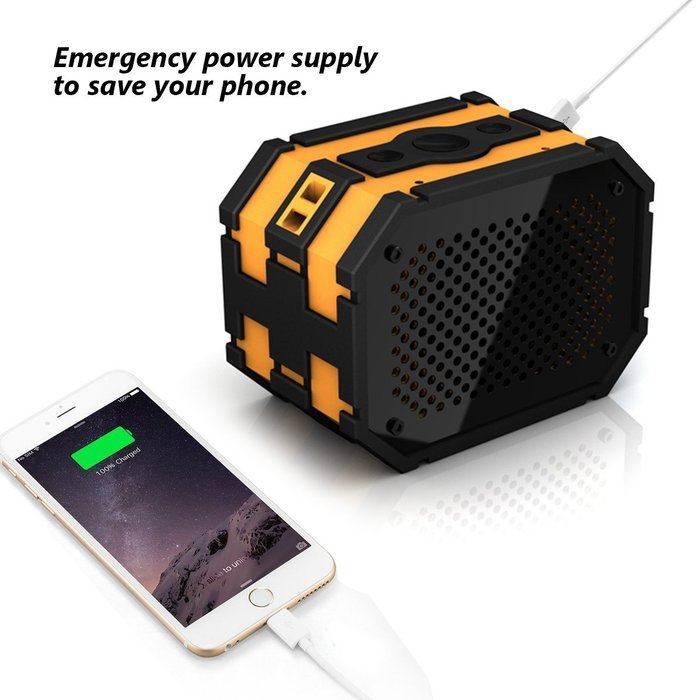 JTD &reg; Armor Portable Wireless Bluetooth Speakers with Additional 1000 mAh Emergency Power Bank Function and Splashproof... N19