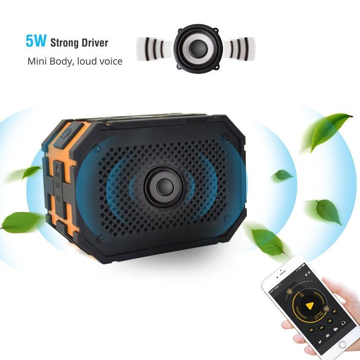 JTD &reg; Armor Portable Wireless Bluetooth Speakers with Additional 1000 mAh Emergency Power Bank Function and Splashproof... N22