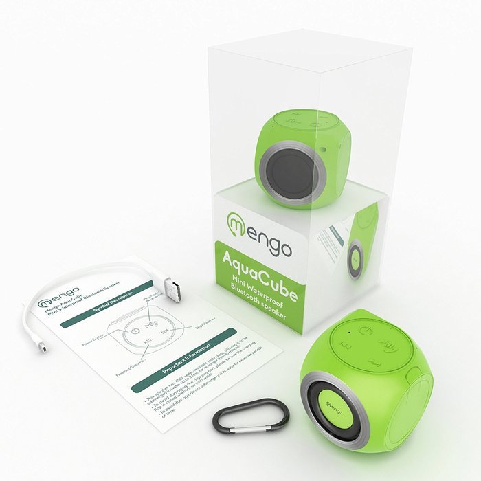 Mengo AquaCube, Waterproof Speaker [3W Ultra Clear Sound] Waterproof Portable Bluetooth (4.1) Speaker &ndash; Green... N6